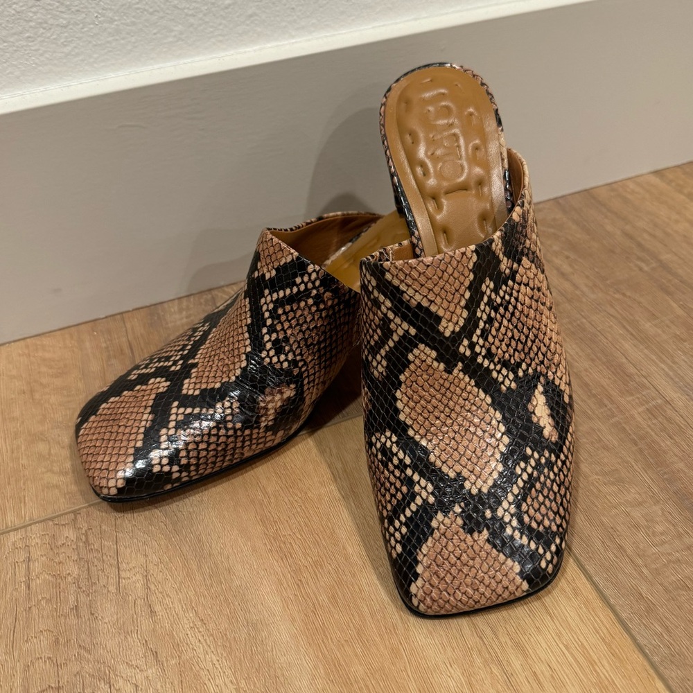 Franco Sarto animal print clogs
